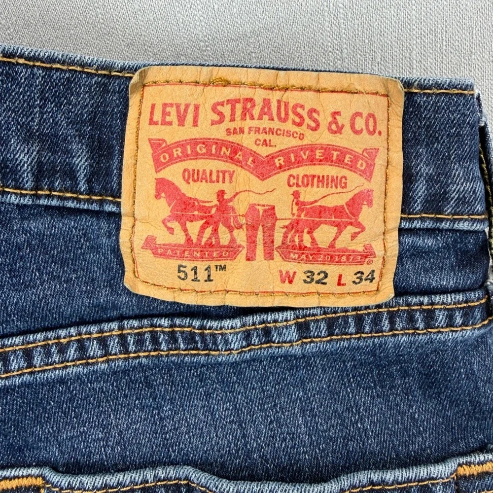 Levi's 511 Slim Fit Jeans Dark Indigo Blue Denim W32 L34 04511-1390 Mens